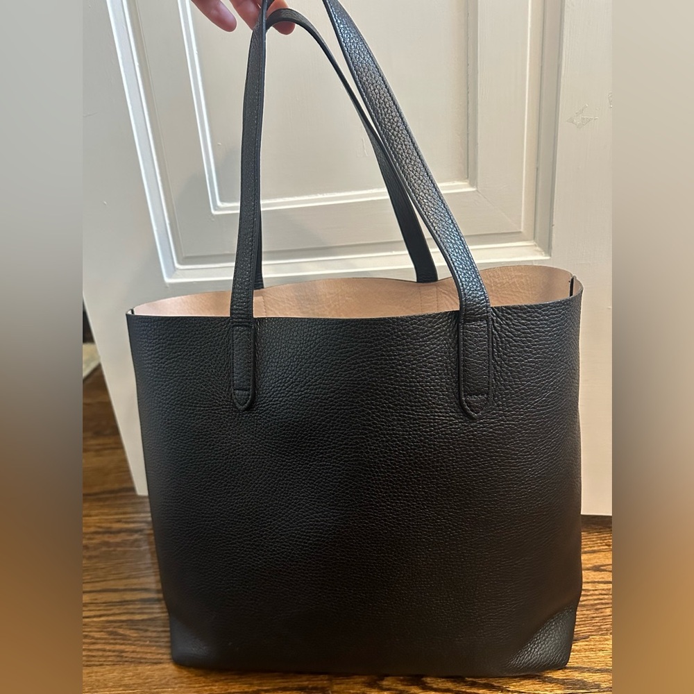 Cuyana Classic Structured Tote with Organizational Insert, Black/Blush